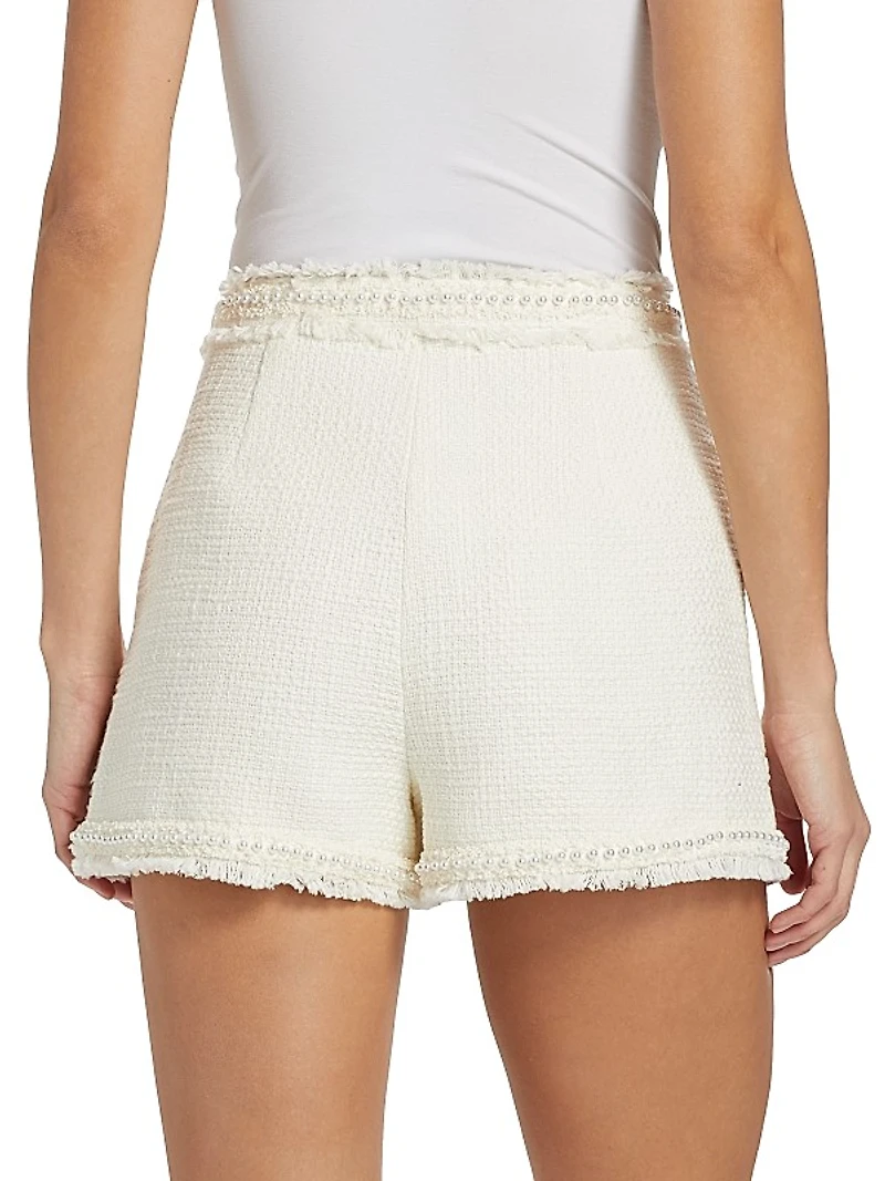 Allen Imitation Pearl-Embellished Cotton Shorts