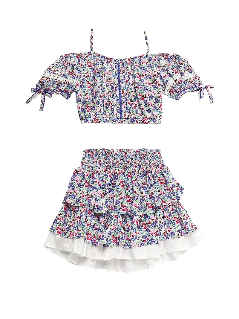 Little Girl's & Bonny Floral Off-The-Shoulder Top