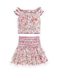 Little Girl's & Alba Floral Cotton Off-The-Shoulder Top