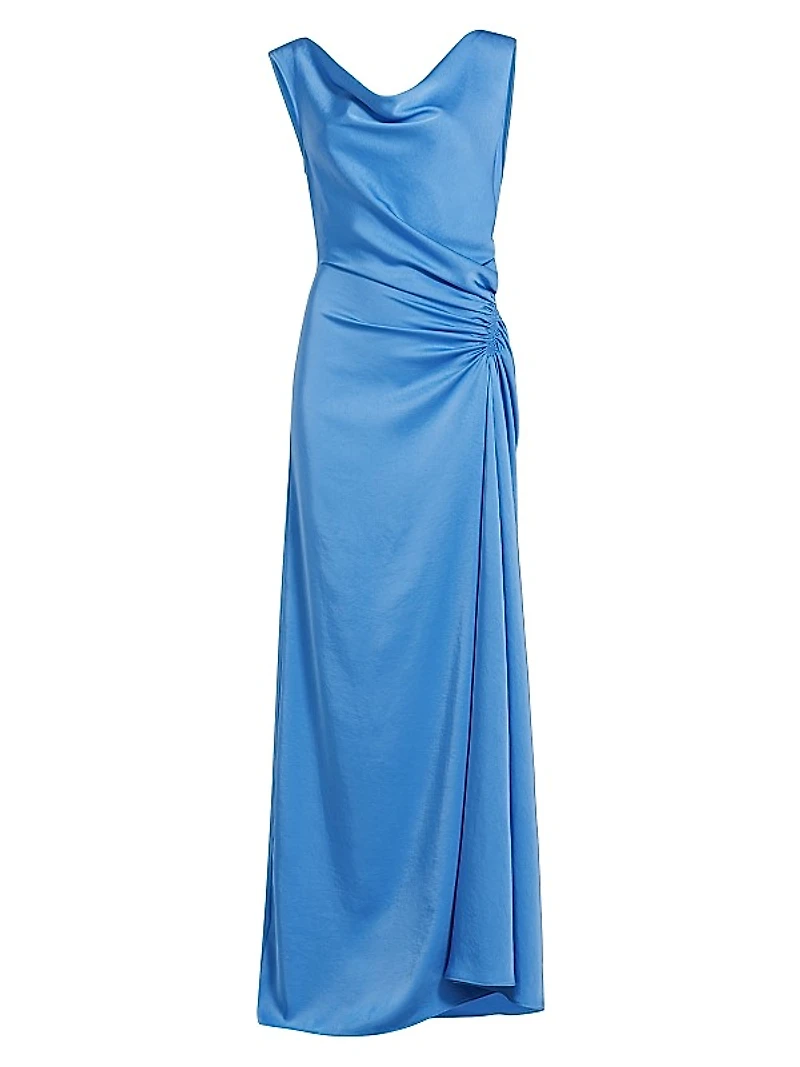 Ophelia Satin Draped Maxi Dress