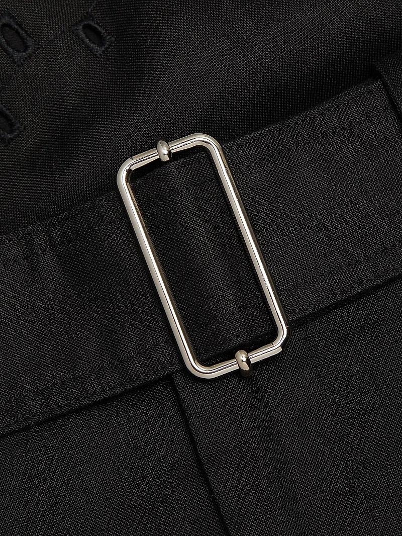 Kali Eyelet Linen Belted Shorts