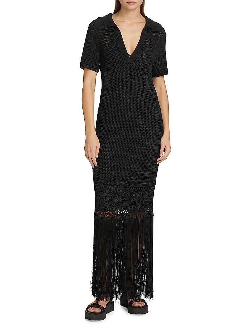 Valerie Crochet Fringe Maxi Dress