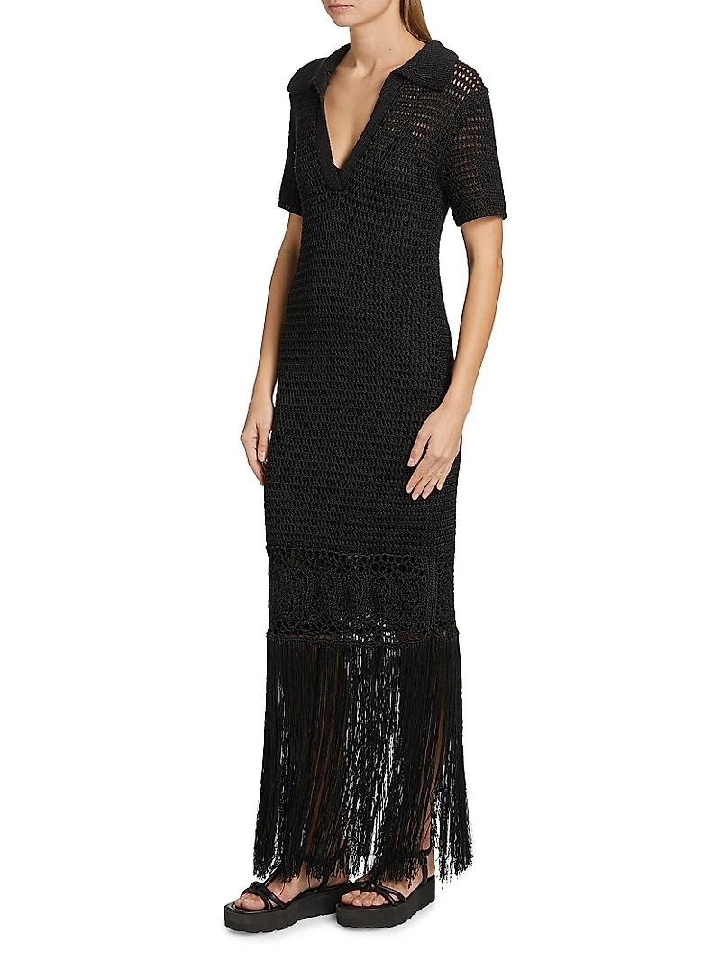 Valerie Crochet Fringe Maxi Dress