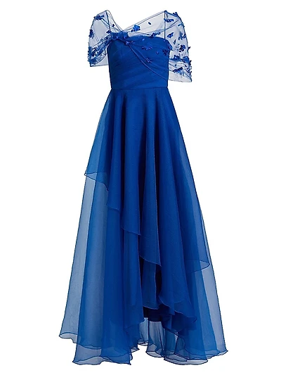 Atlas Draped Organza Gown