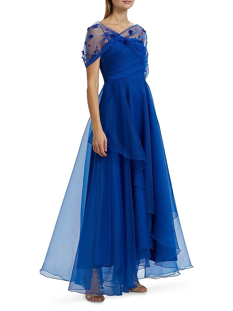 Atlas Draped Organza Gown