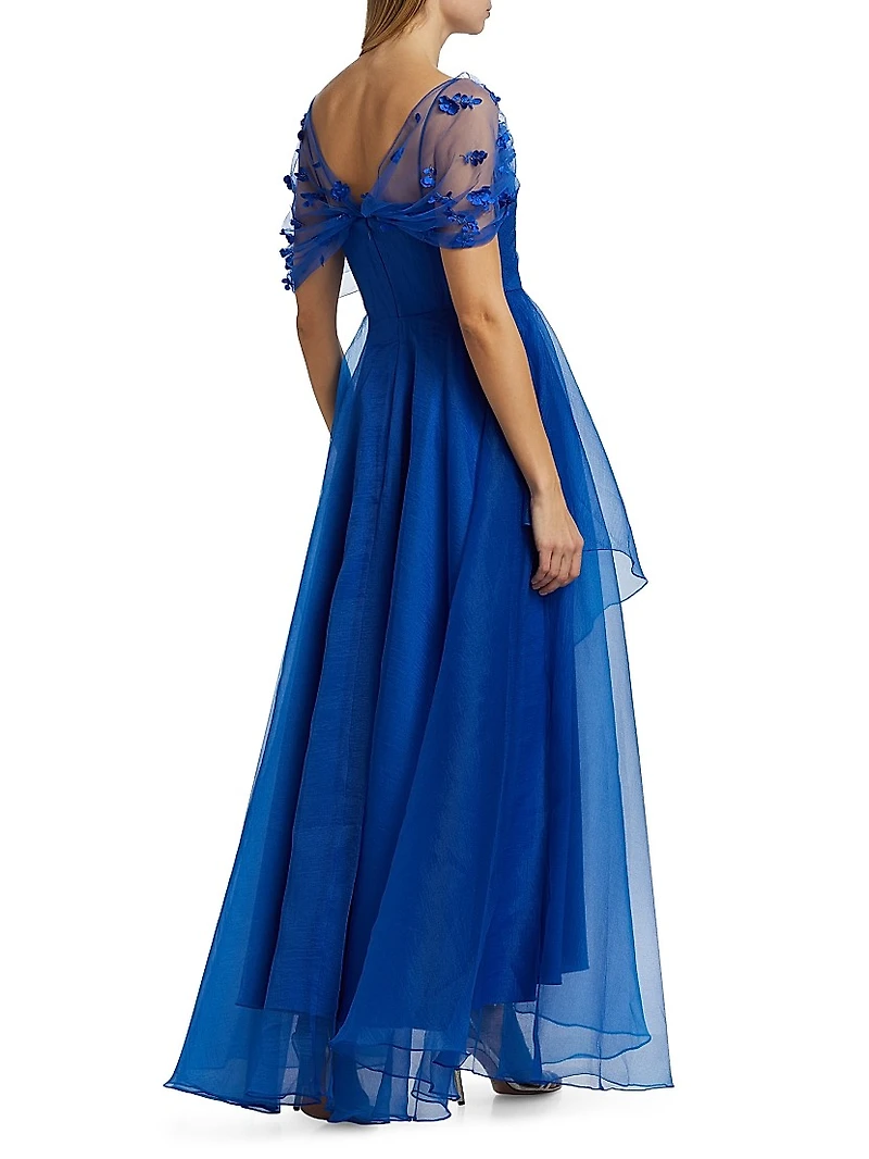 Atlas Draped Organza Gown