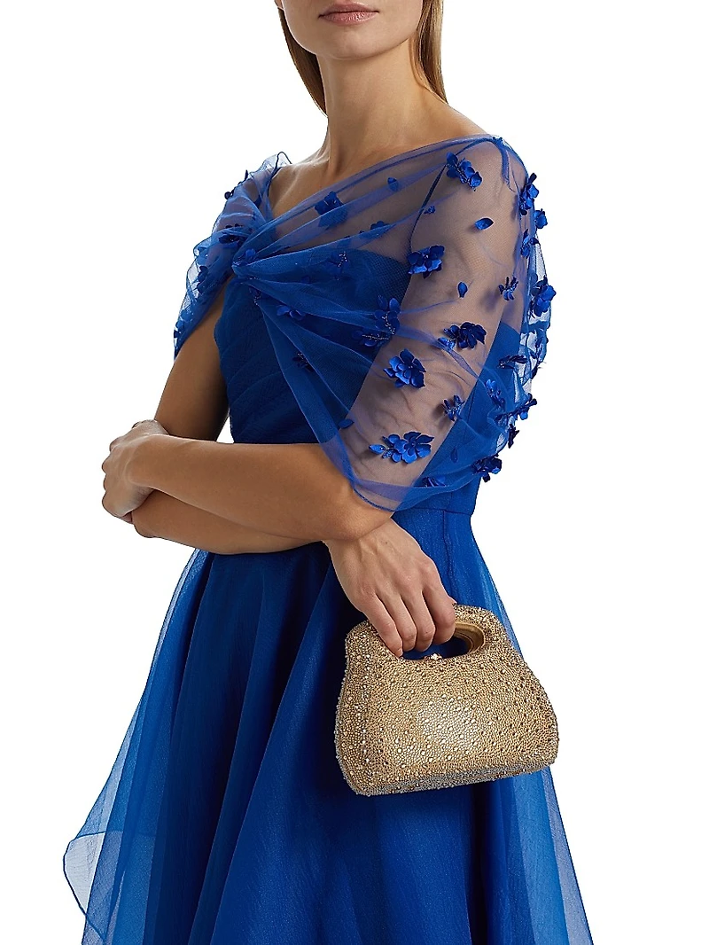 Atlas Draped Organza Gown