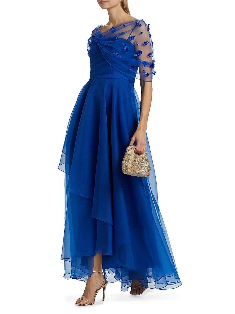 Atlas Draped Organza Gown