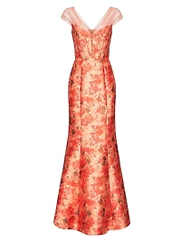 Lowen Floral Mikado Satin Mermaid Gown