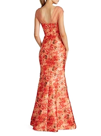 Lowen Floral Mikado Satin Mermaid Gown