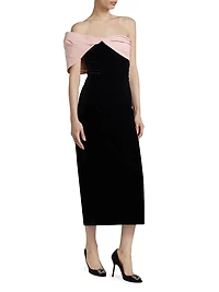 Off-The-Shoulder Twist Midi-Dress