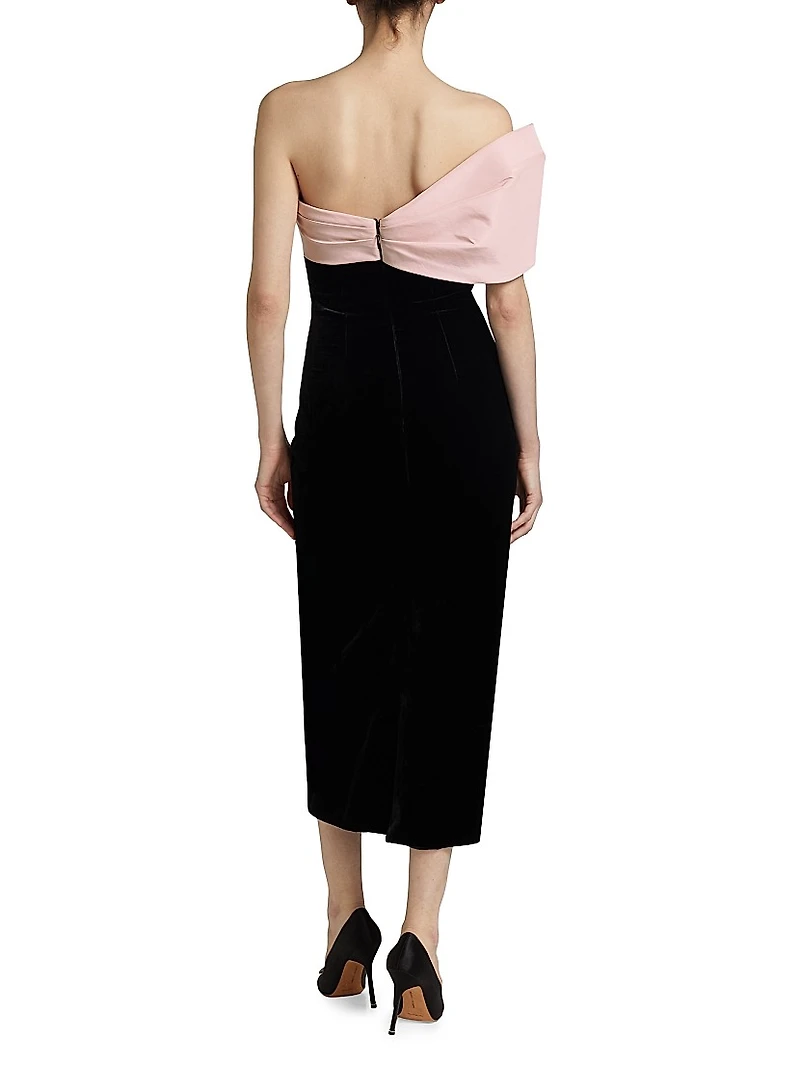 Off-The-Shoulder Twist Midi-Dress