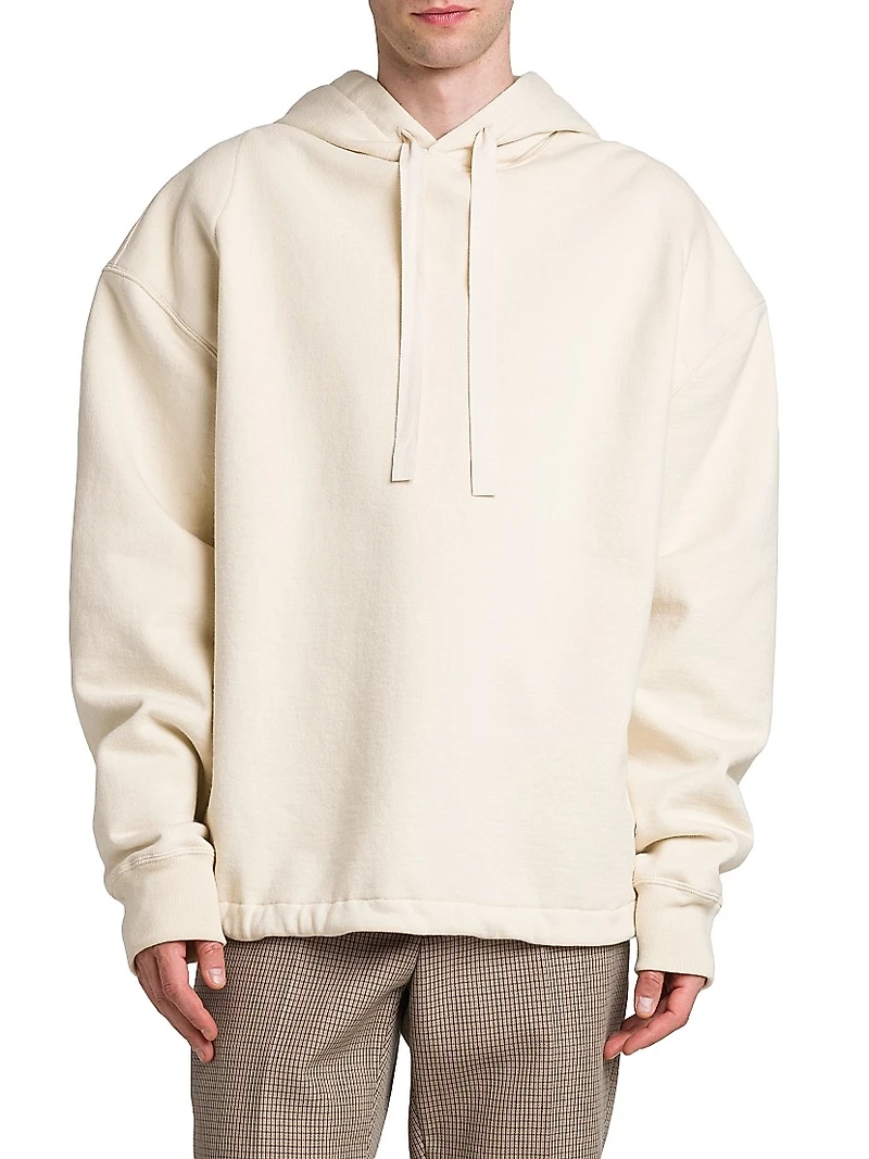 Stretch-Cotton Drawstring Hoodie