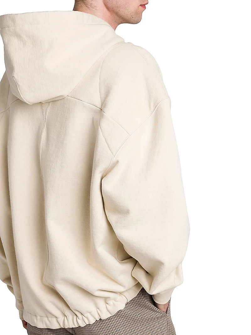 Stretch-Cotton Drawstring Hoodie