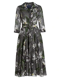 Aster Floral Cotton Belted Shirtdress