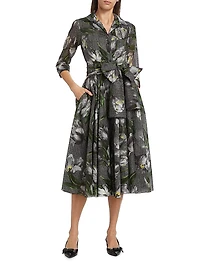 Aster Floral Cotton Belted Shirtdress