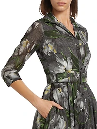 Aster Floral Cotton Belted Shirtdress