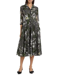 Aster Floral Cotton Belted Shirtdress