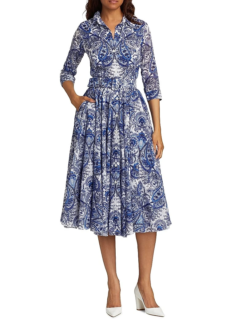 Aster Paisley Cotton Shirtdress