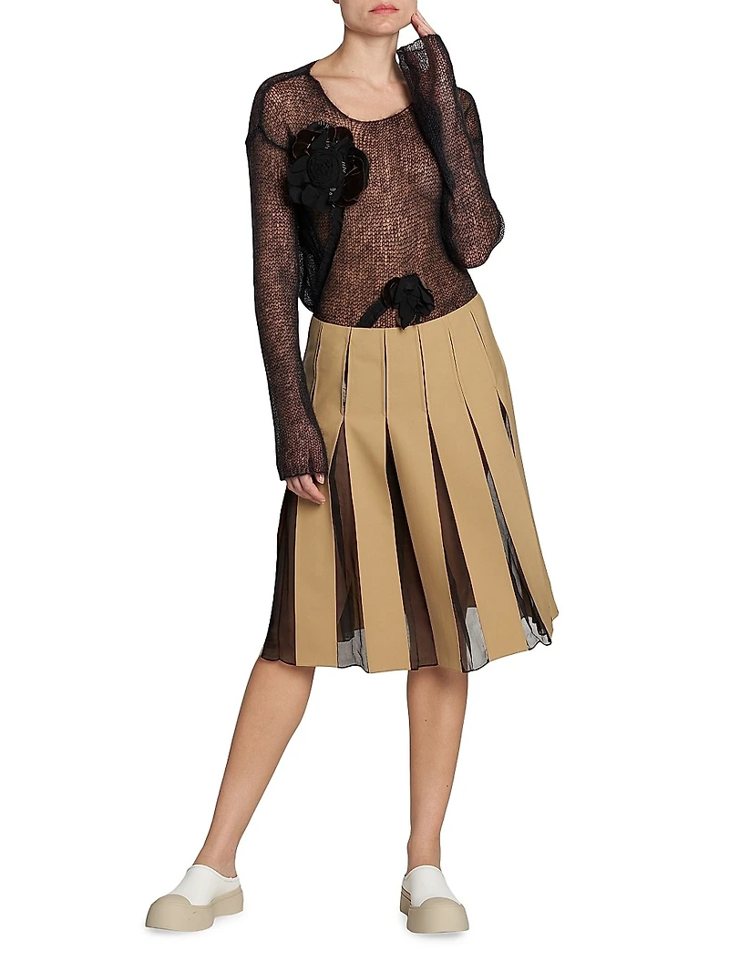 A-Line Pleated Midi-Skirt