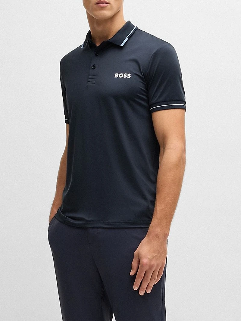 Slim-Fit Polo Shirt with Contrast Logos