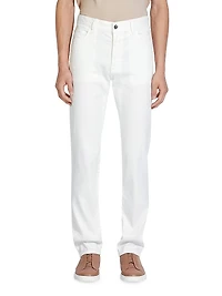 Stretch Linen and Cotton Roccia Jeans