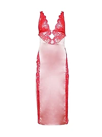 Silk And Lace V-Neck Slip Dress