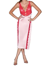Silk And Lace V-Neck Slip Dress