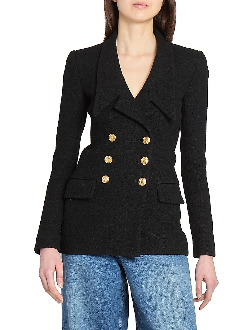 Wool-Blend Double-Breasted Blazer