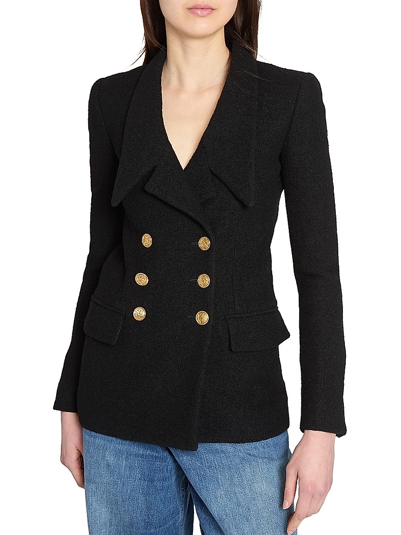 Wool-Blend Double-Breasted Blazer