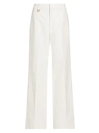 Wide-Leg Cotton Pants