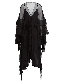 Ruffled Silk Chiffon Maxi Dress