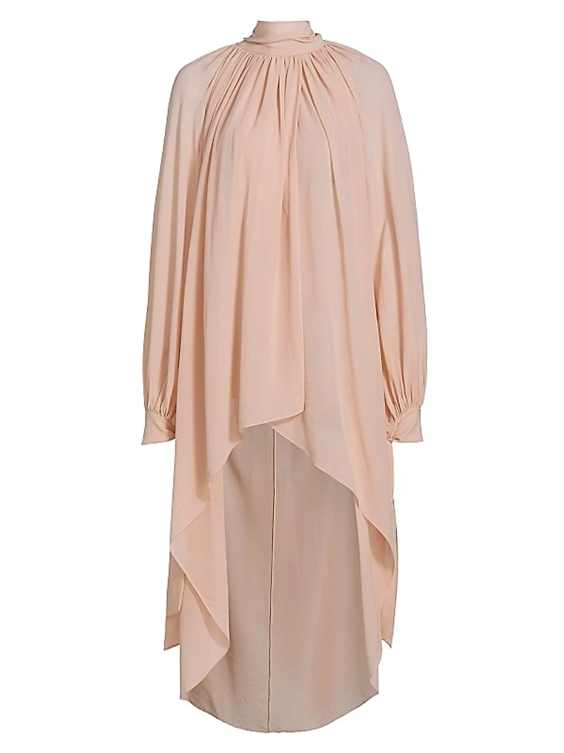 Draped Silk Tunic Top
