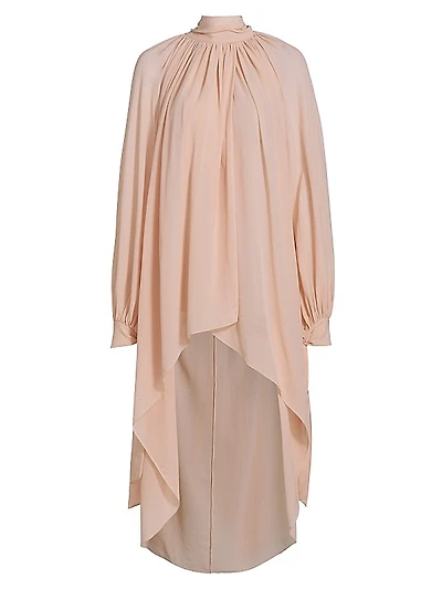Draped Silk Tunic Top