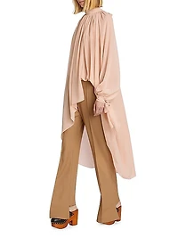 Draped Silk Tunic Top