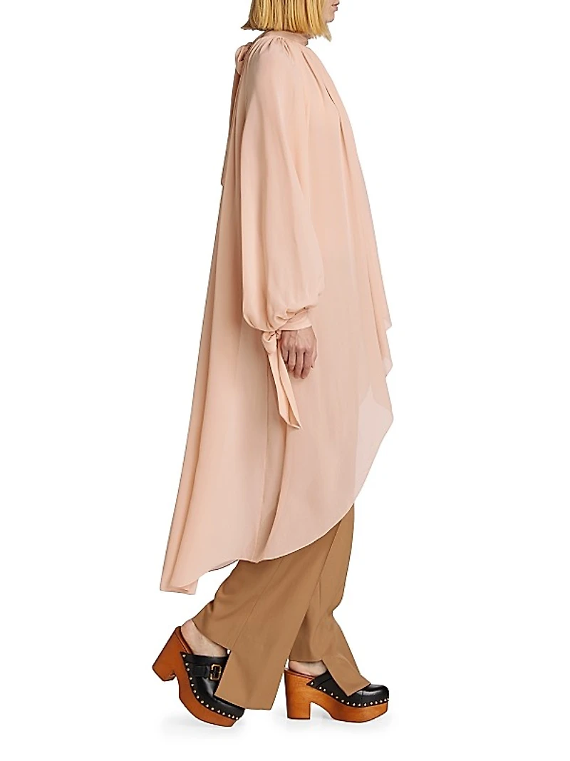 Draped Silk Tunic Top