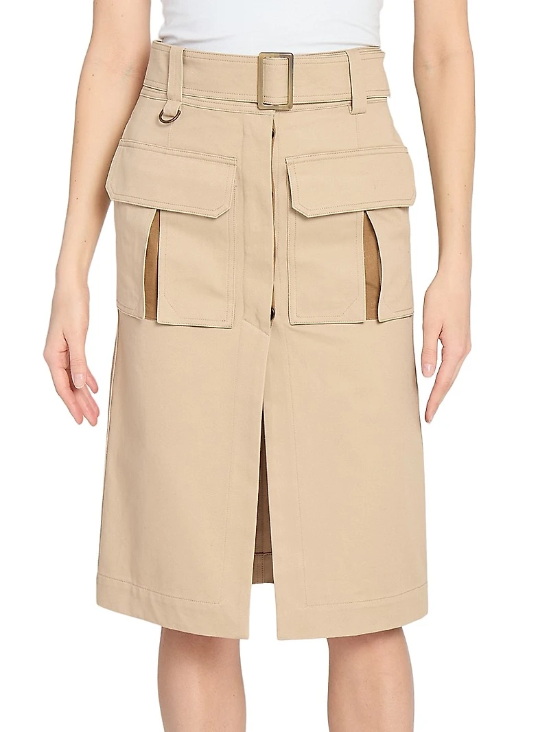 Cotton Belted Utility Skirt