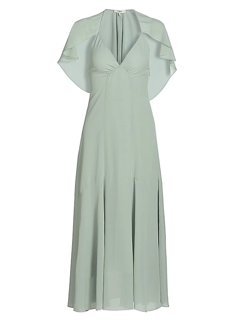 Silk Capelet Midi-Dress