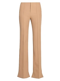 Wool Pintuck Step-Hem Trousers