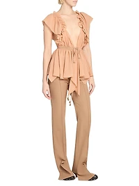 Wool Pintuck Step-Hem Trousers