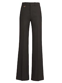Wool High-Waisted Flare Trousers