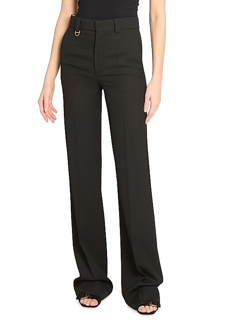 Wool High-Waisted Flare Trousers