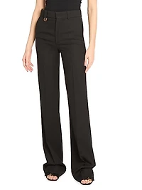 Wool High-Waisted Flare Trousers