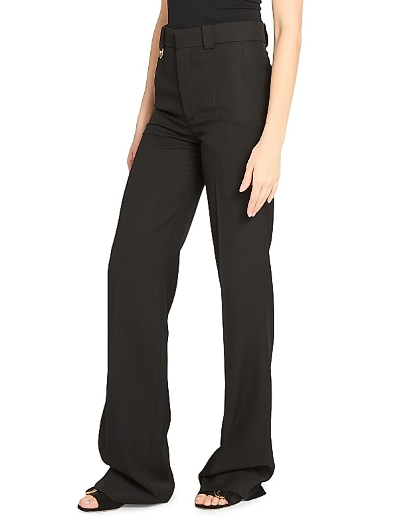 Wool High-Waisted Flare Trousers