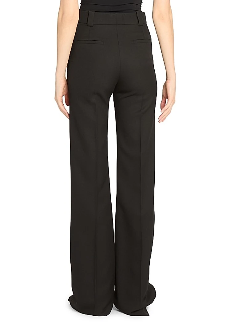 Wool High-Waisted Flare Trousers