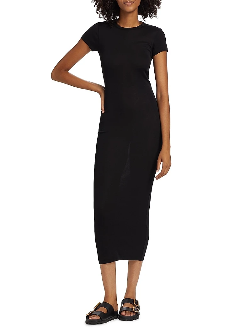 Cap-Sleeve Cotton Body-Con Dress