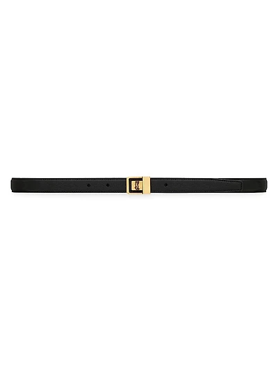 LA 66 Buckle Thin Belt Grained Lambskin