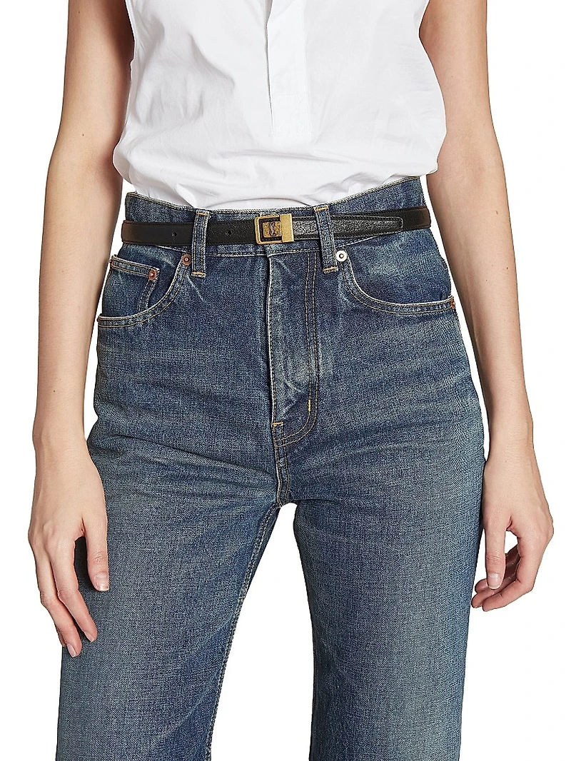 LA 66 Buckle Thin Belt Grained Lambskin