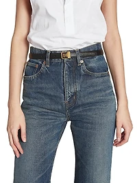 LA 66 Buckle Thin Belt Grained Lambskin