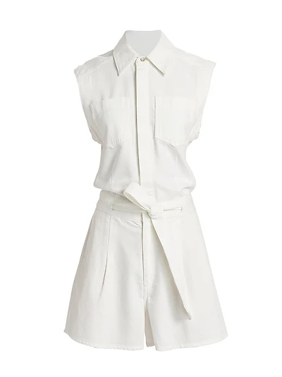 Eliza Denim Sleeveless Belted Romper